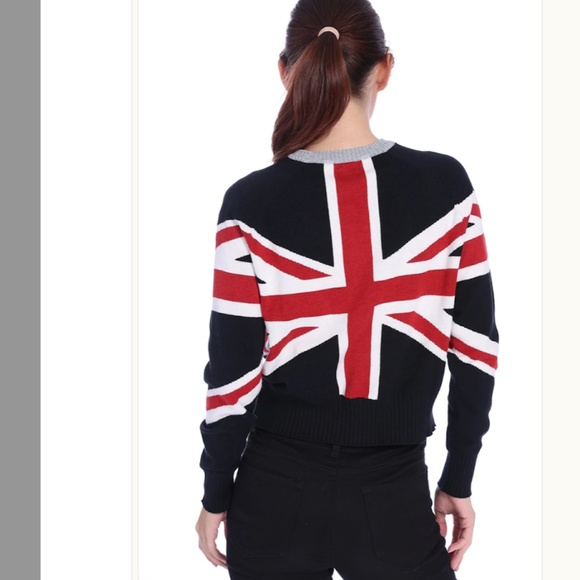 $244 MINNIE ROSE Union Jack Cotton/Cashmere Blend Sweater NWOt/sz XS - Picture 3 of 12